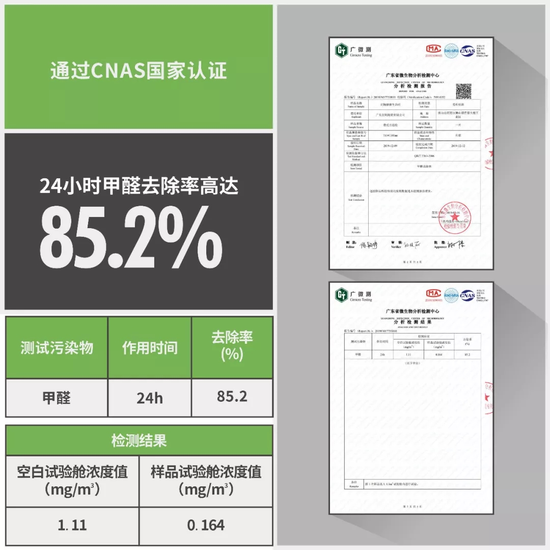 AG尊龙除甲醛权威检测数据